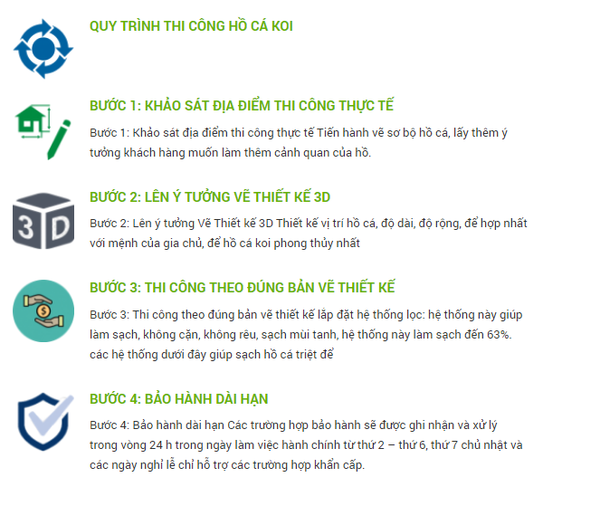 Quy trình thiết kế thi công hồ cá Koi